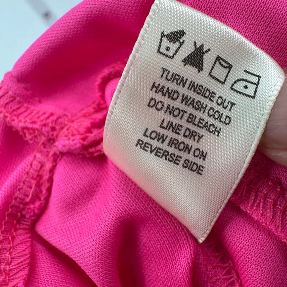 Thirty Thirty Strapless Ruffle Tulle Mini Dress WMNS L Hot Pink Tiered Slim Fit - Picture 11 of 11